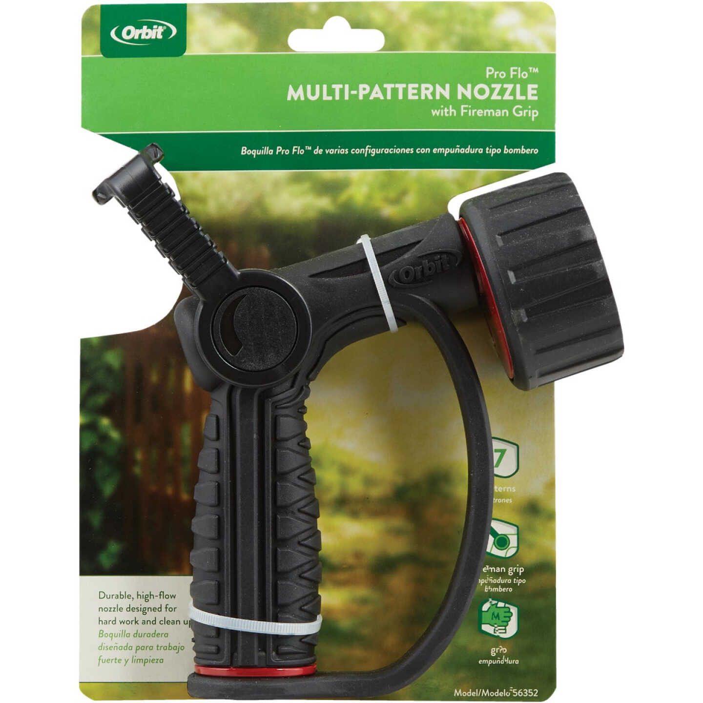 Orbit Pro Flo Zinc 7-Pattern Fireman Nozzle, Black Image 2