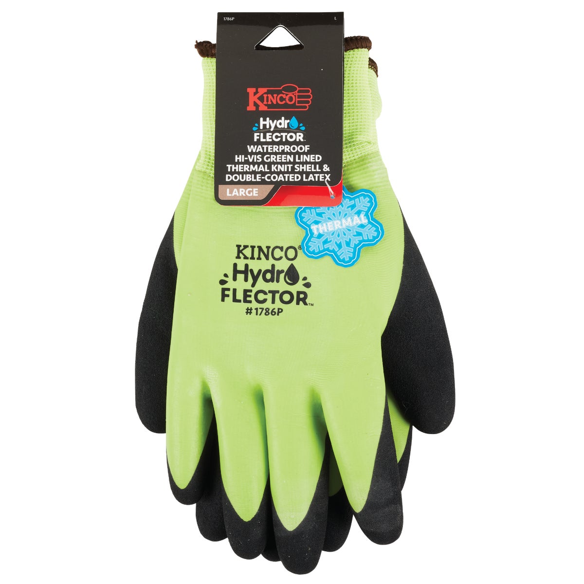 Kinco HydroFlector Men's Large Hi-Vis Green Waterproof Latex Coated Winter Work Glove Image 2