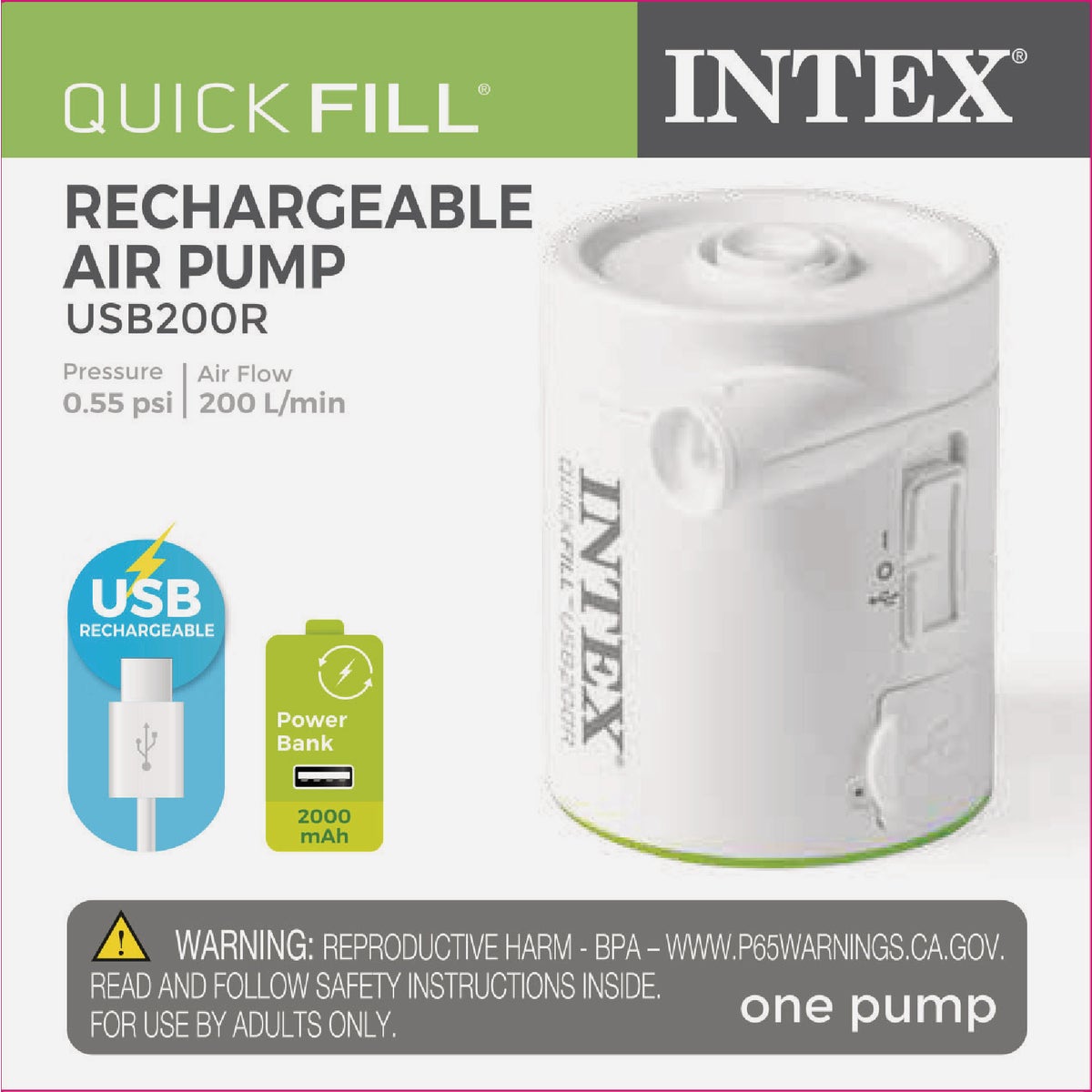 Intex Quick-Fill USB Rechargeable Electric Air Pump Image 2