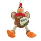 goDog Checkers Small Brown Skinny Rooster Squeaky Plush Dog Toy Image 1