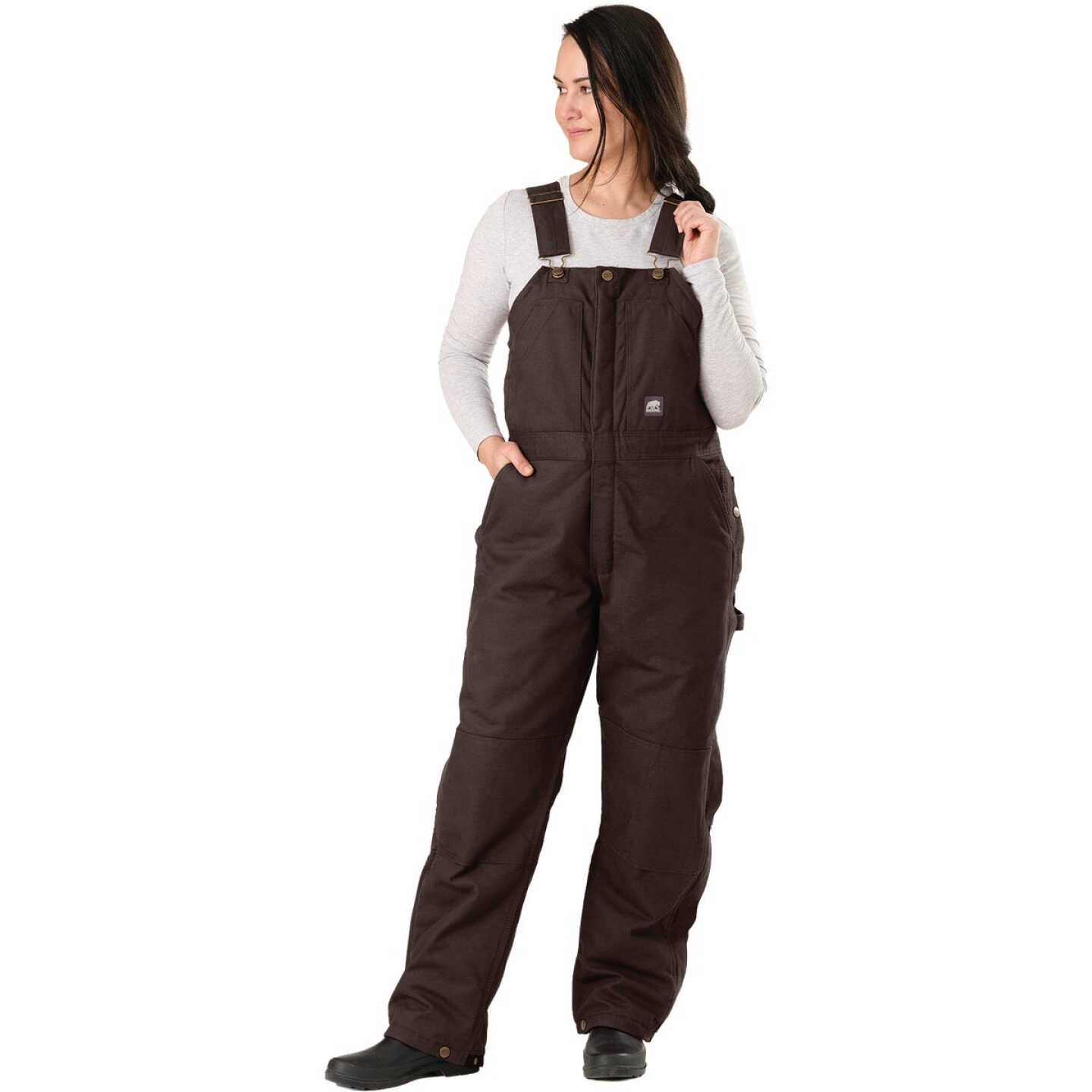 Berne Women's Small Dark Brown Softstone Duck Insulated Bib Overall Image 1