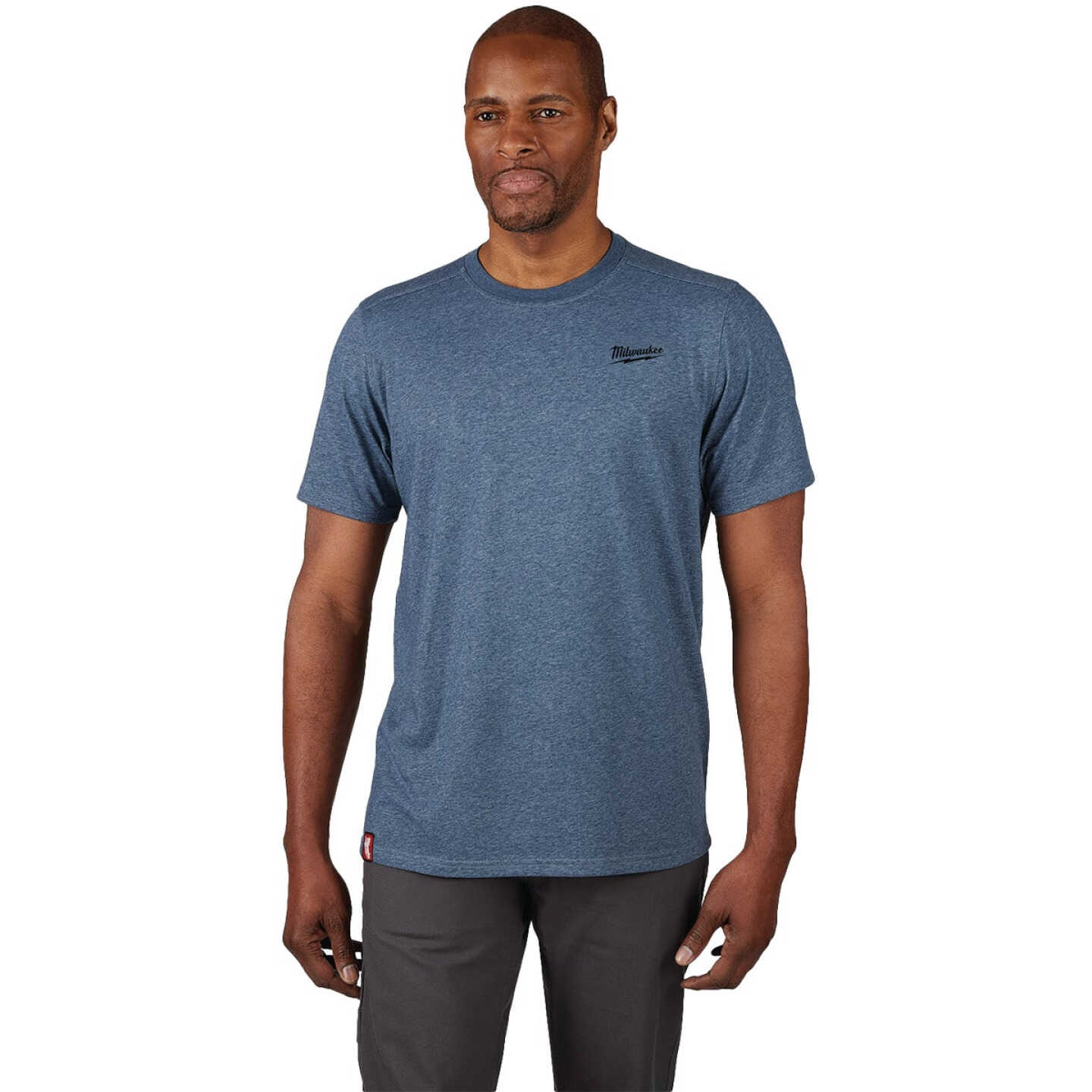 Milwaukee FREEFLEX Men's XL Blue Hybrid Short Sleeve Work Shirt Image 1