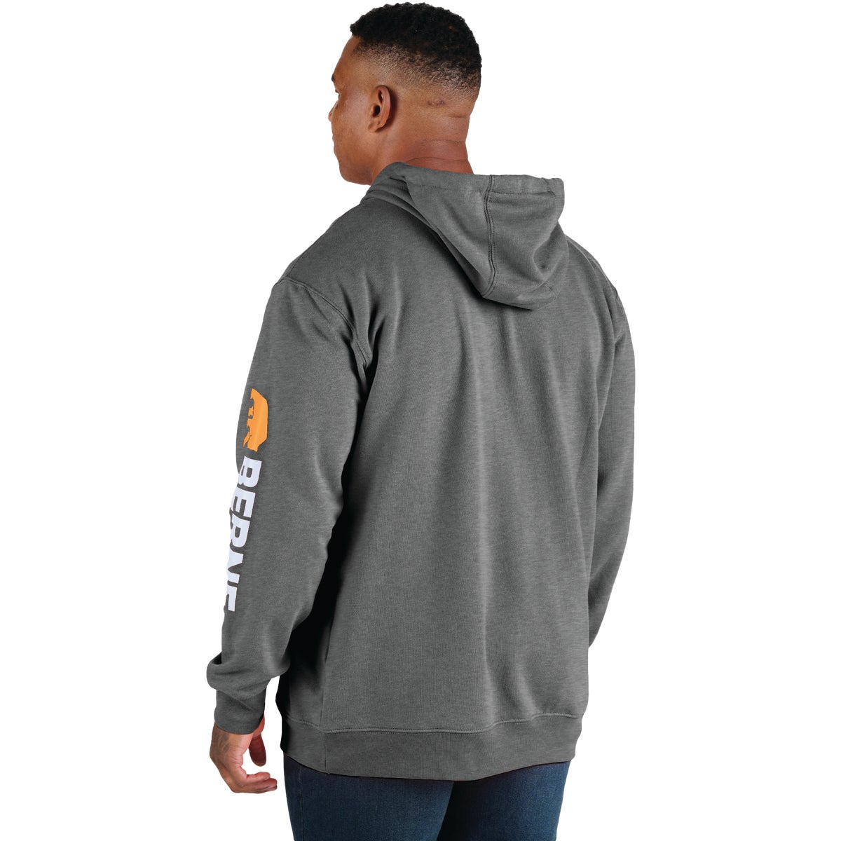 Berne Men's Medium Regular Graphite Signature Sleeve Hooded Pullover Sweatshirt Image 4
