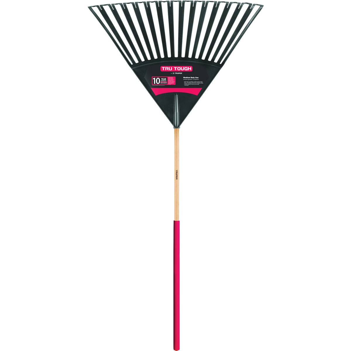 Truper Tru Tough 30 In. Poly Head Clog-Resistant Leaf Rake with 48 In. Wood Handle