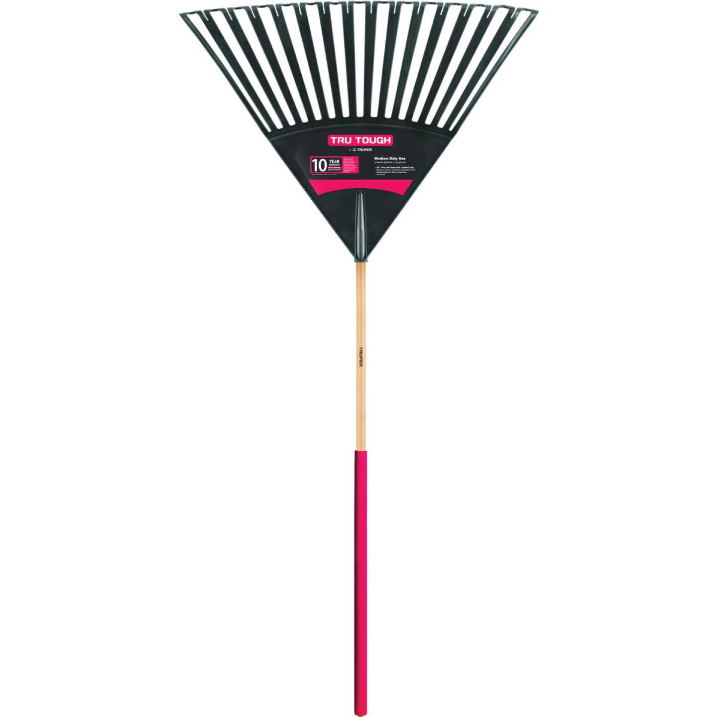 Truper Tru Tough 30 In. Poly Head Clog-Resistant Leaf Rake with 48 In. Wood Handle Image 1