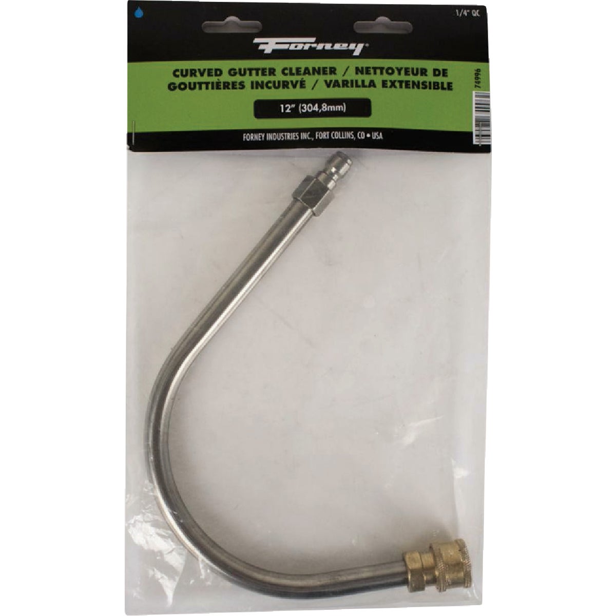 Forney 1/4 In. Plug Quick Connect Curved Gutter Cleaner Attachment Image 2