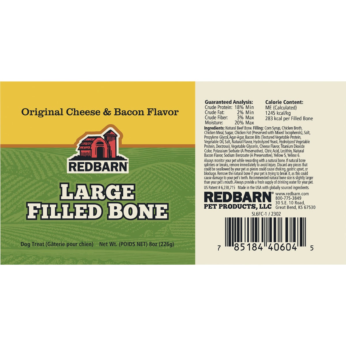 Redbarn Large Cheese & Bacon Flavor Filled Beef Bone Dog Treat Image 2