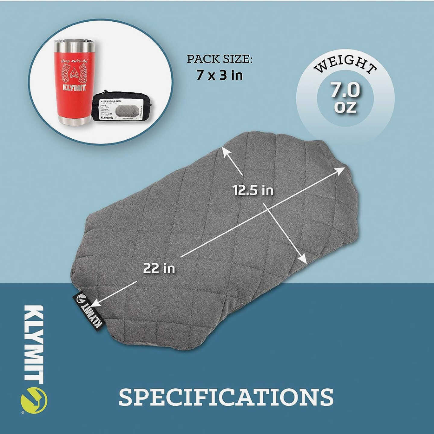 Klymit Luxe Gray Camping Pillow Image 6