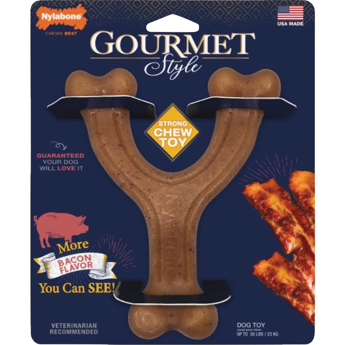 Nylabone Gourmet Style Large Bacon Wishbone Dog Chew
