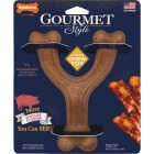 Nylabone Gourmet Style Large Bacon Wishbone Dog Chew Image 1