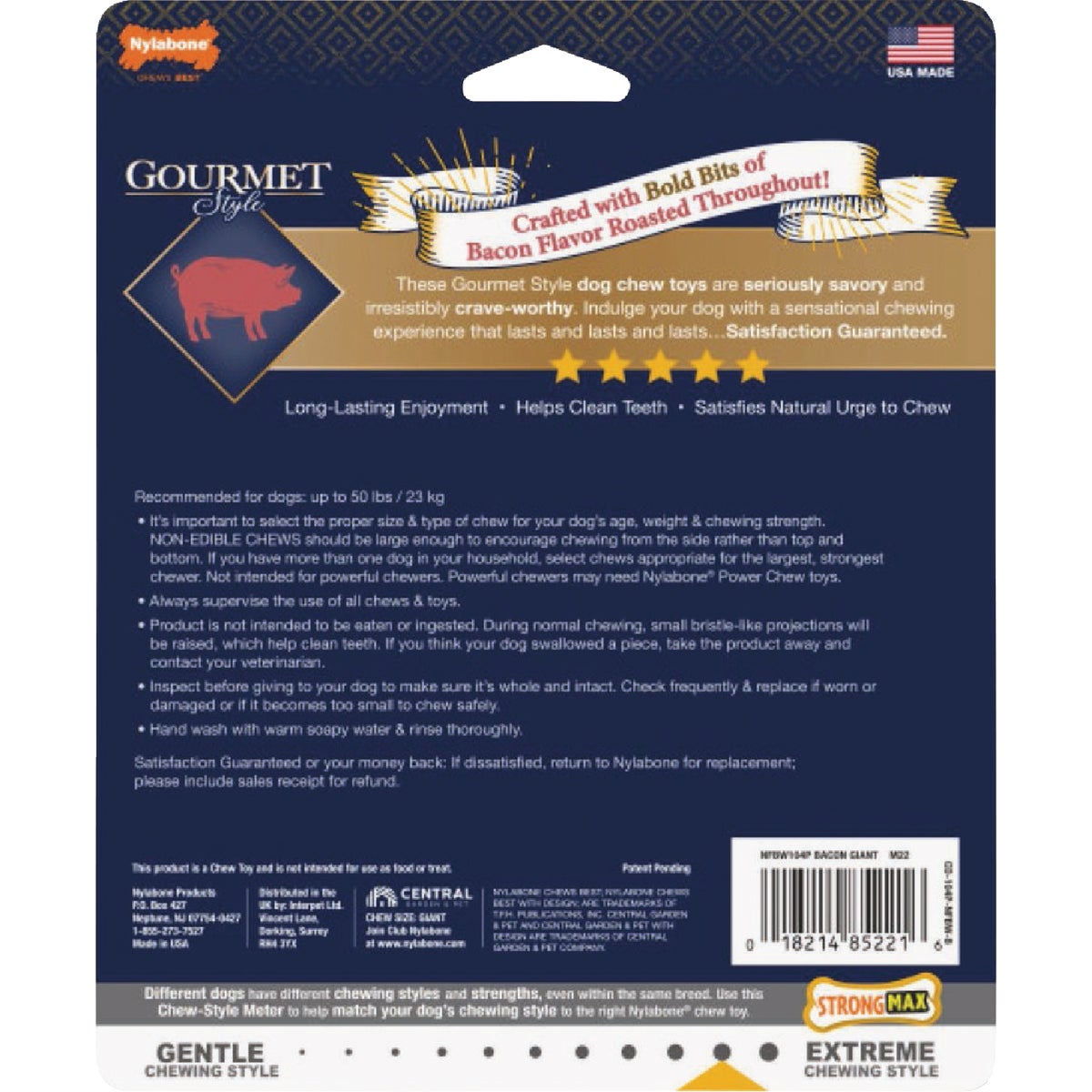 Nylabone Gourmet Style Large Bacon Wishbone Dog Chew Image 2