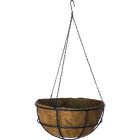 American Gardenworks 14 In. Steel Black Powder Coat Hanging Basket with Coco Liner Image 1