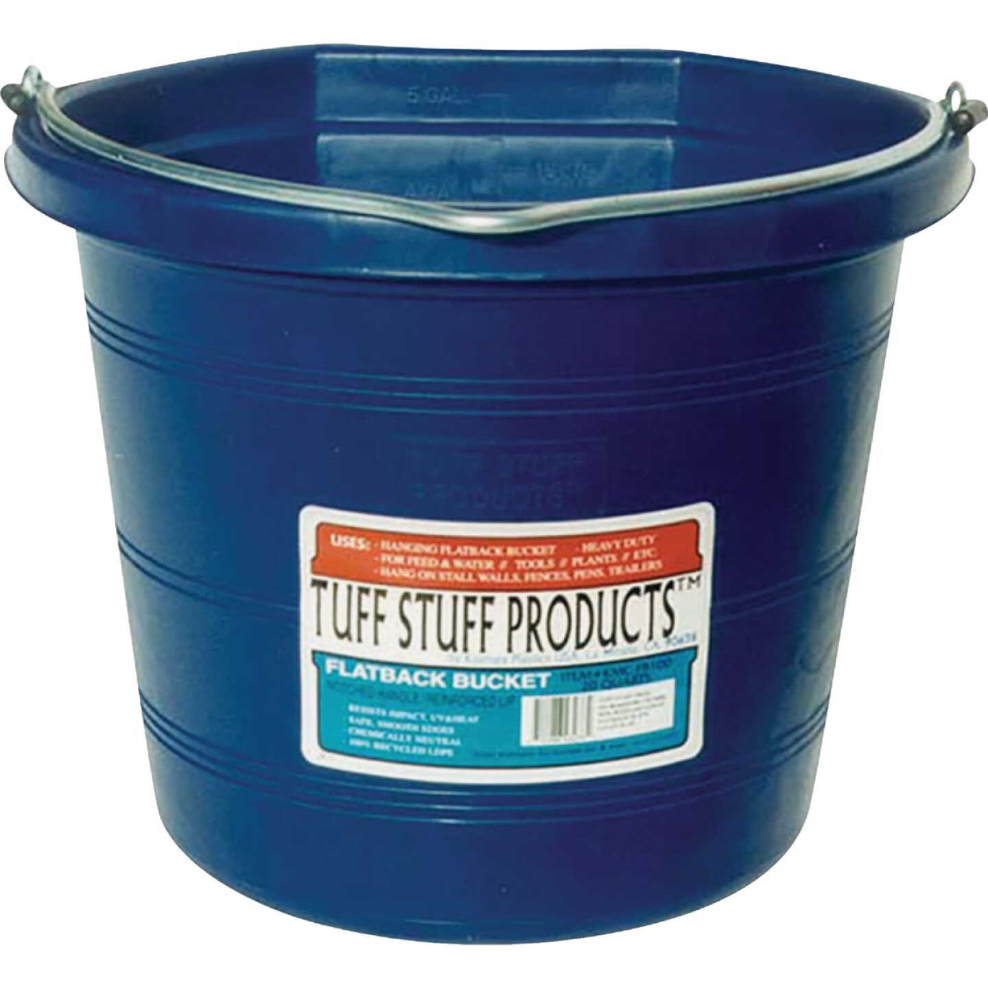 Tuff Stuff 5 Gal. Blue Poly Flat Back Bucket Image 1