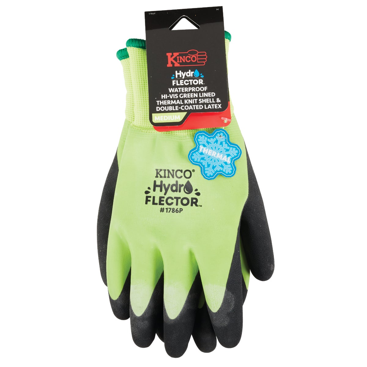 Kinco HydroFlector Men's Medium Hi-Vis Green Waterproof Latex Coated Winter Work Glove Image 2