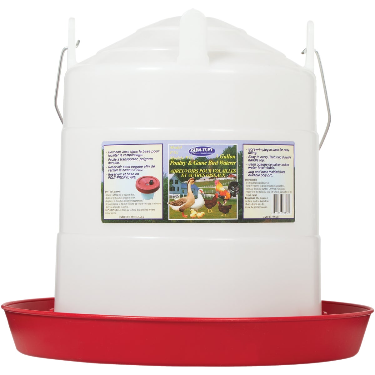 Farm-Tuff 3 Gal. Poly Bottom Fill Poultry Fountain Image 2