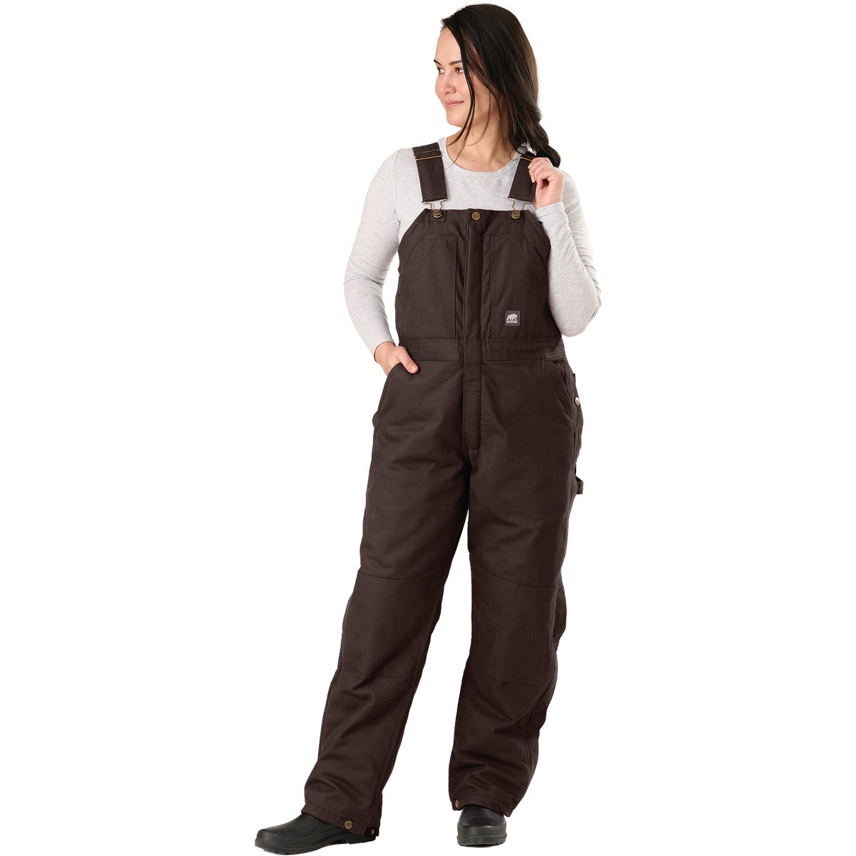 Berne Women's Medium Dark Brown Softstone Duck Insulated Bib Overall
