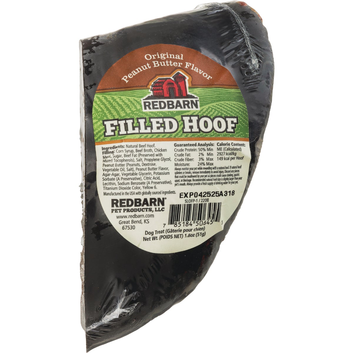 Redbarn Peanut Butter Filled Beef Hoof Dog Treat Image 2