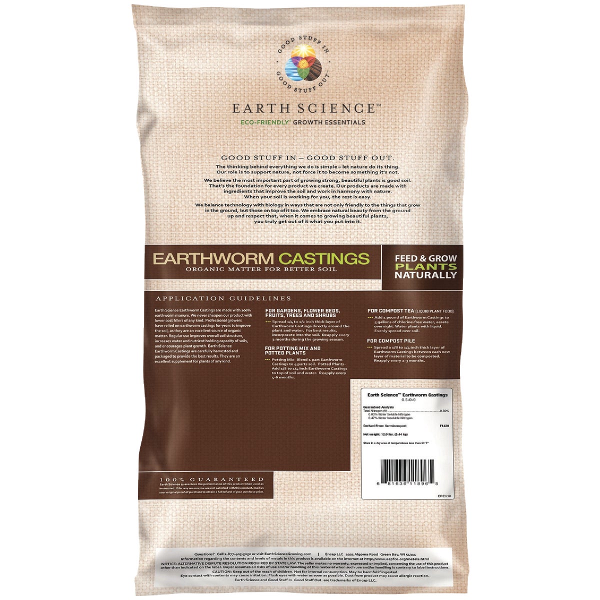 Earth Science 12 Lb. Earth Worm Castings Soil Conditioner Image 3