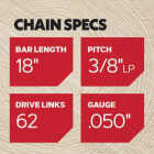 Oregon S62 AdvanceCut Chainsaw Chain for 18 In. Bar - 62 Drive Links Fits Husqvarna, Echo, Poulan, Craftsman, Echo, Senix & More Image 5