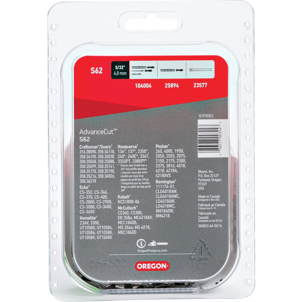 Oregon S62 AdvanceCut Chainsaw Chain for 18 In. Bar - 62 Drive Links Fits Husqvarna, Echo, Poulan, Craftsman, Echo, Senix & More Image 7