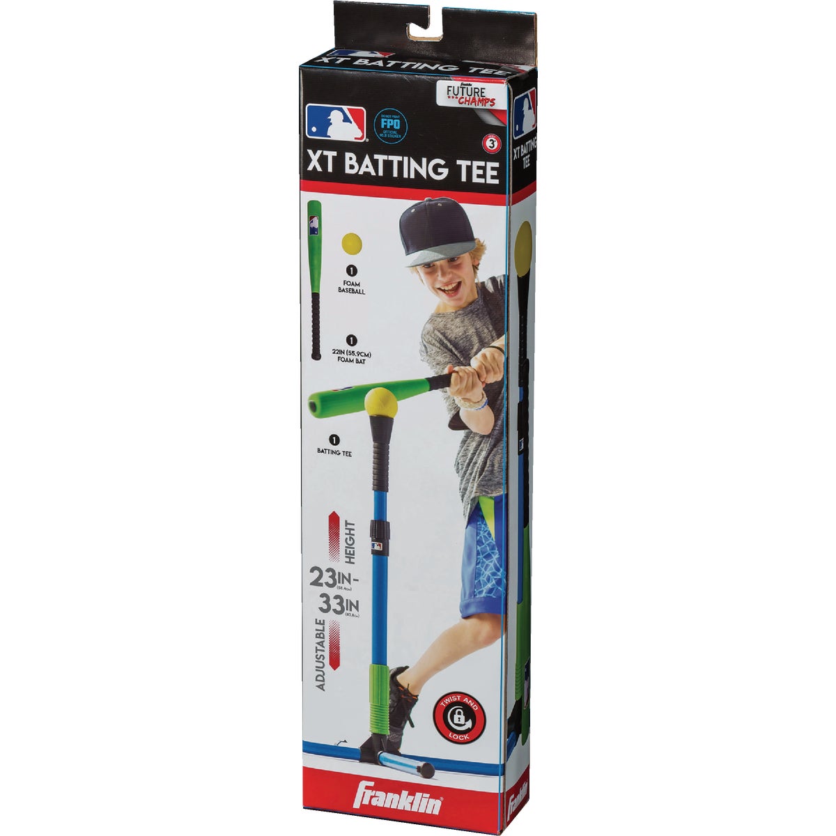 Franklin MLB 25 to 34.75 In. Youth Batting Tee with Bat & Ball Image 2