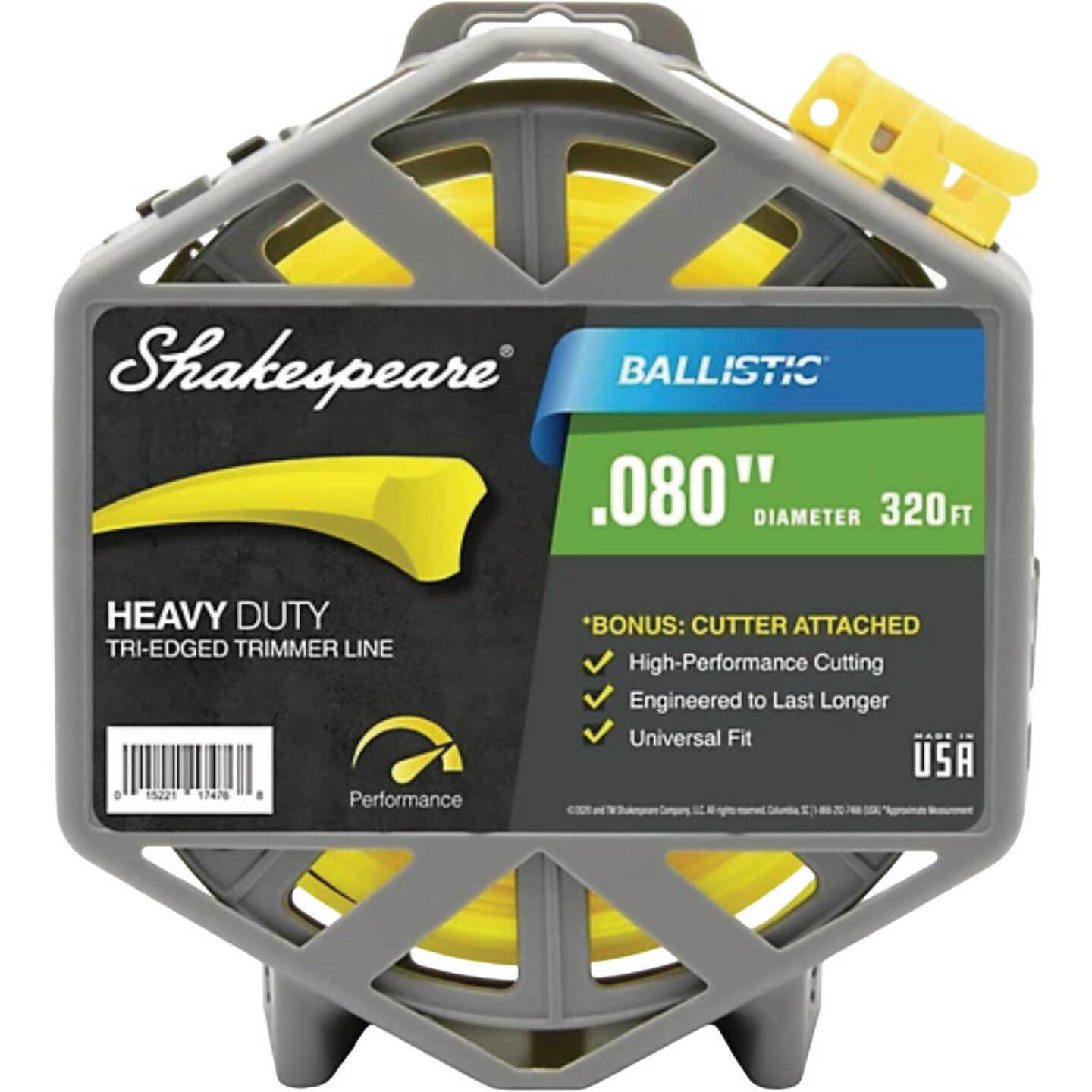 Shakespeare Ballistic 0.080 In. x 320 Ft. Tri-Edged Trimmer Line with Cutter Image 1