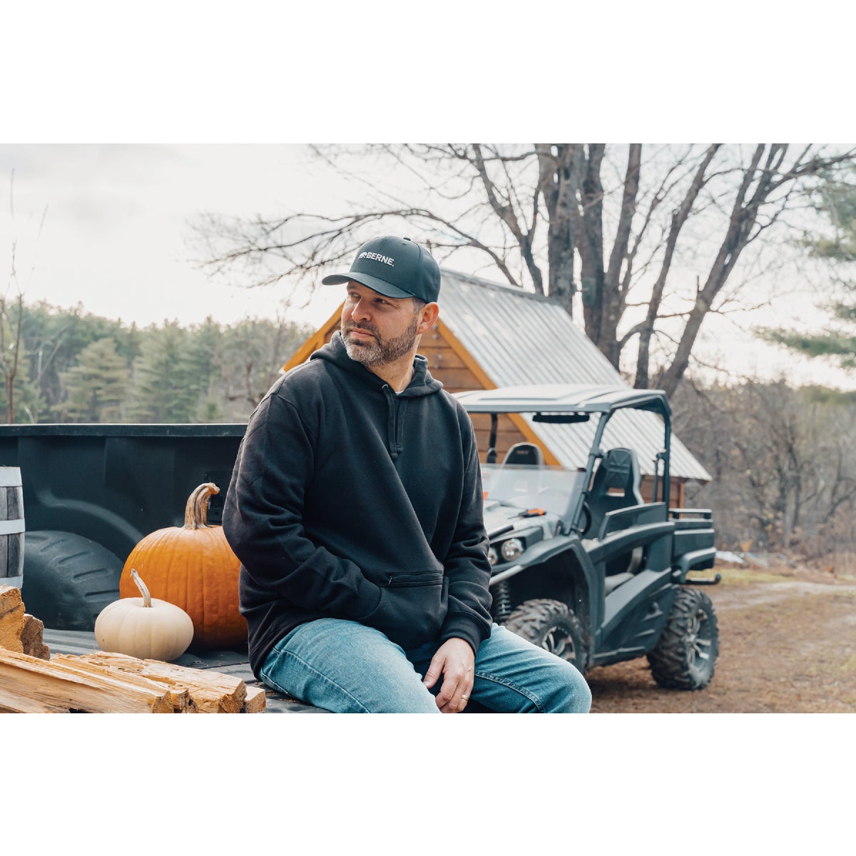 Berne Black Horizontal Logo Mesh-Back Cap Image 2