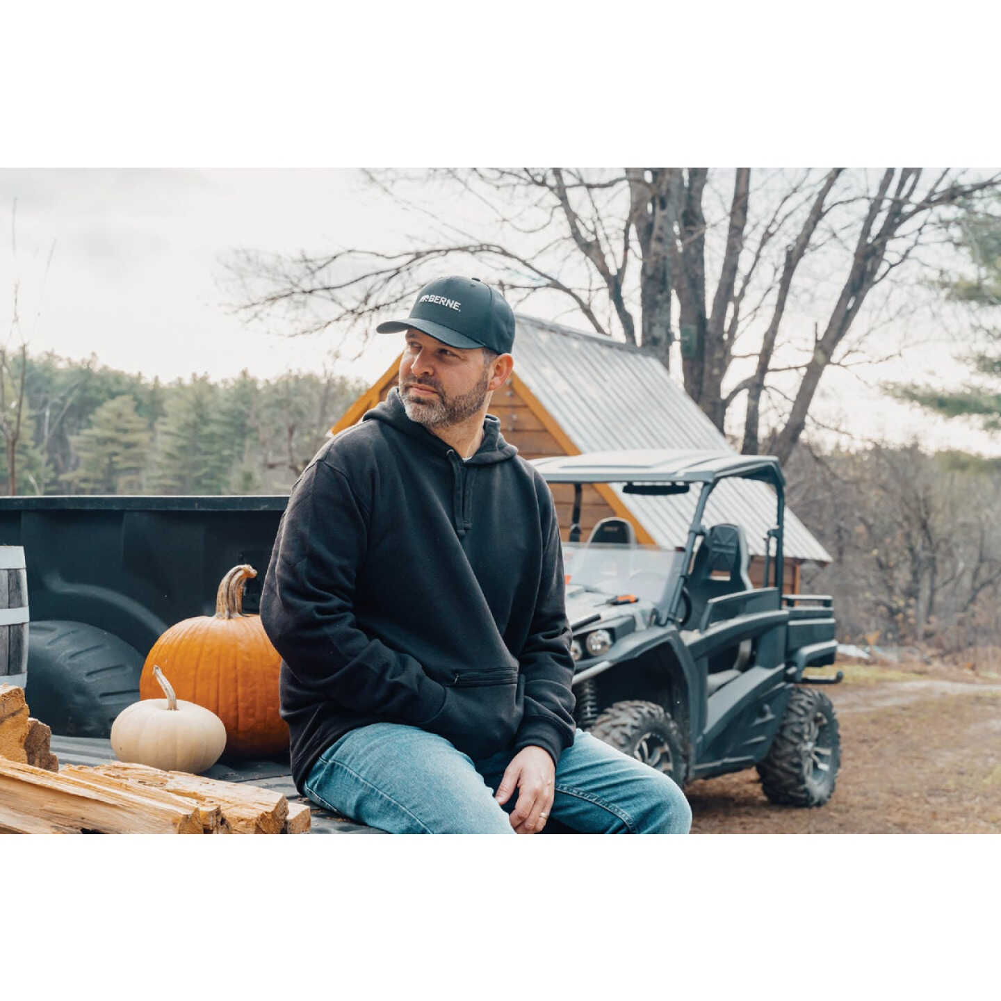 Berne Black Horizontal Logo Mesh-Back Cap Image 2