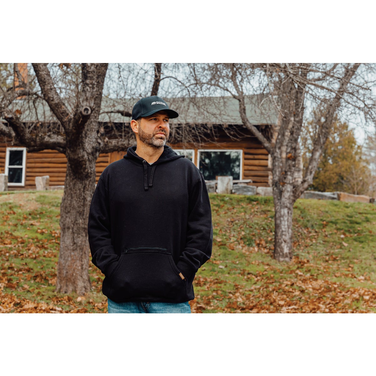 Berne Black Horizontal Logo Mesh-Back Cap Image 4