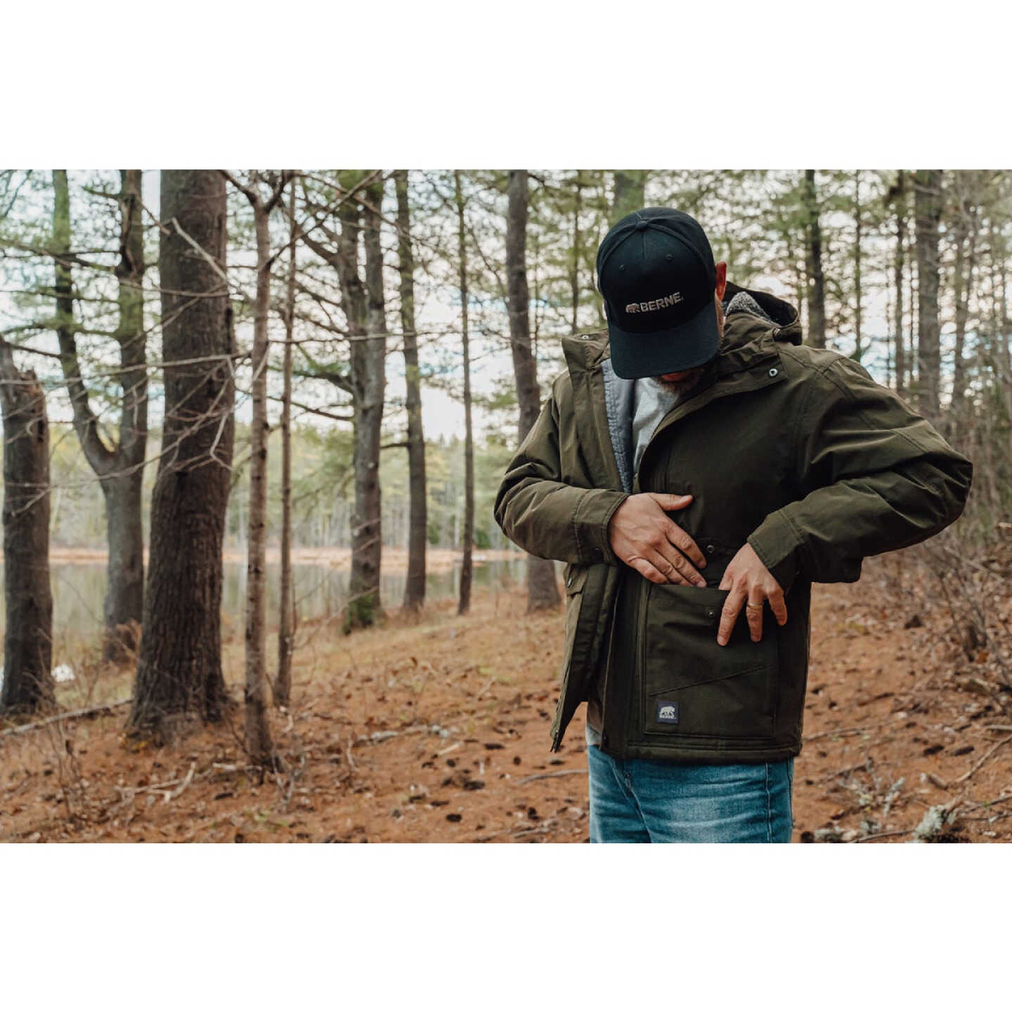 Berne Black Horizontal Logo Mesh-Back Cap Image 5