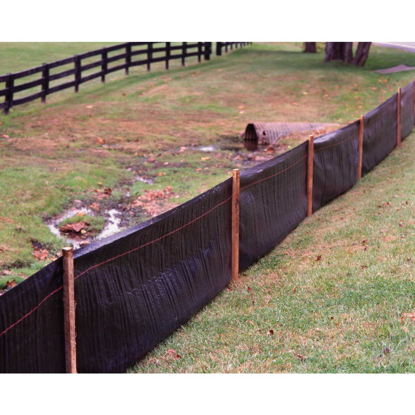 Tenax 2 Ft. H. x 100 Ft. L. Preassembled Black Woven Geotextile Silt Fence Image 3