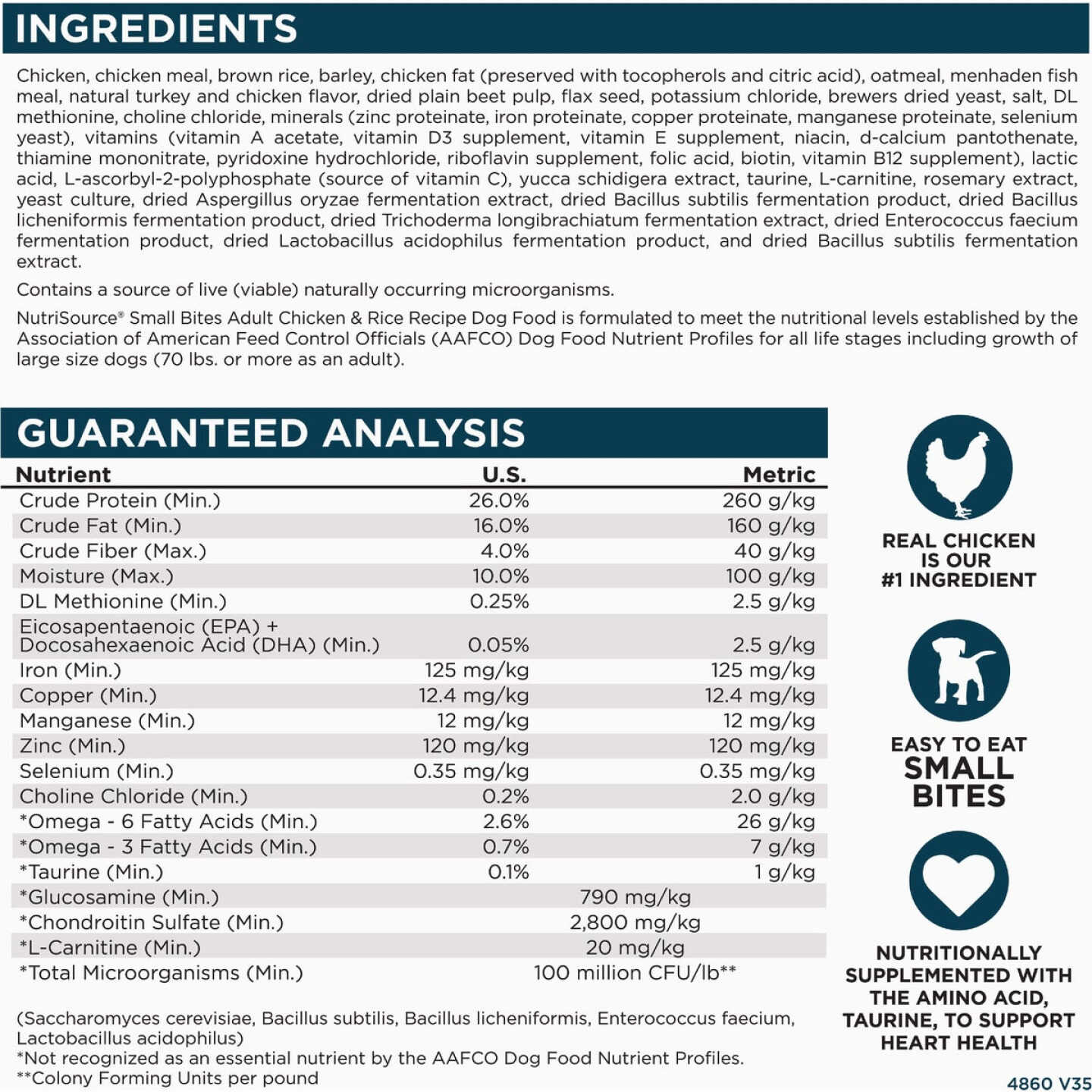 NutriSource 12 Lb. Small Bites Chicken & Rice Recipe Dog Food Image 3