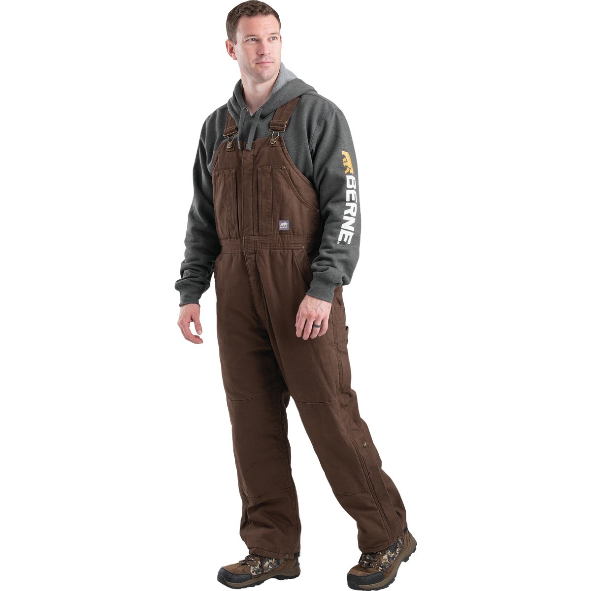 Berne Men's XL Bark Heartland Insulated Washed Duck Bib Overalls