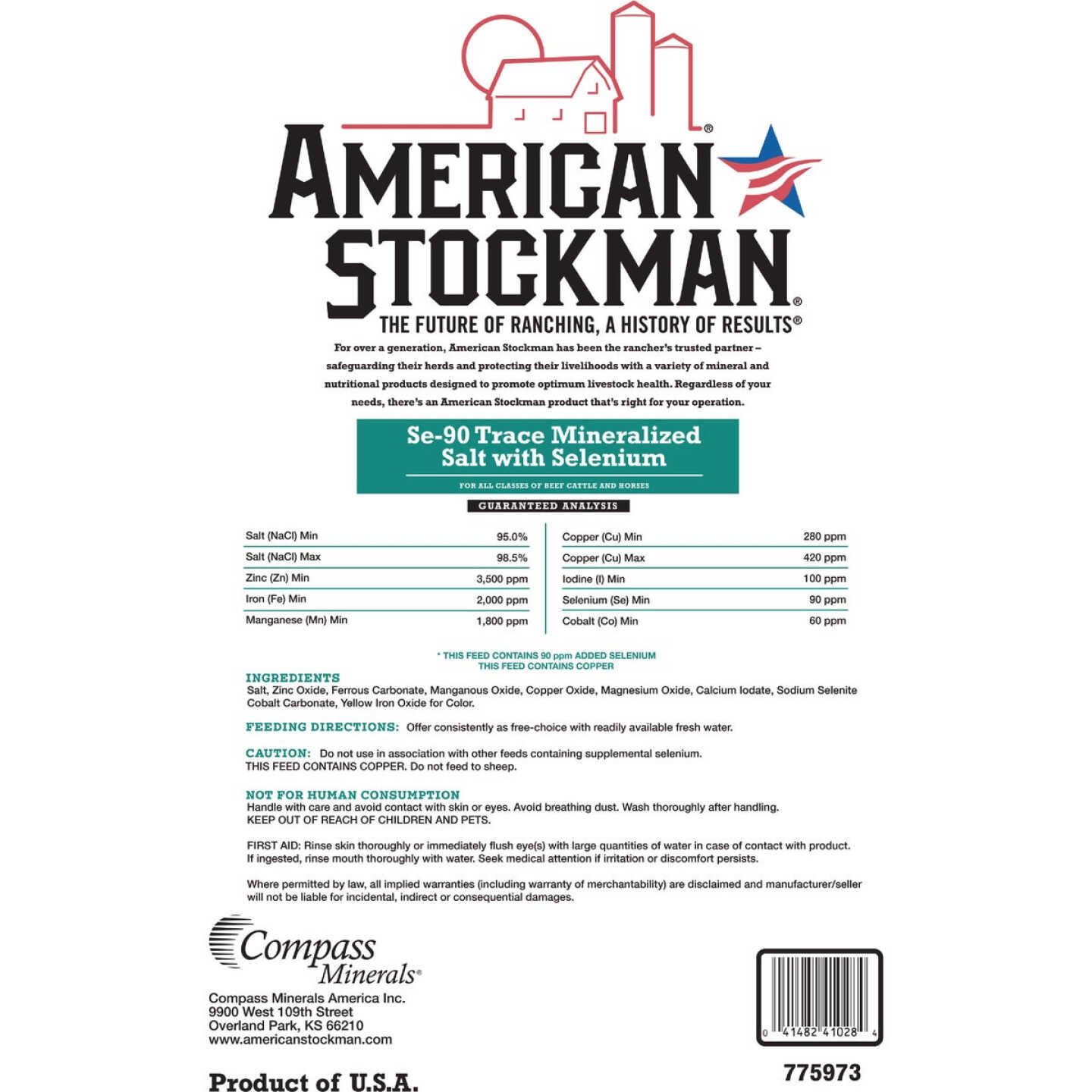 American Stockman 50 Lb. Selenium-90 Trace Mineralized Salt Image 2