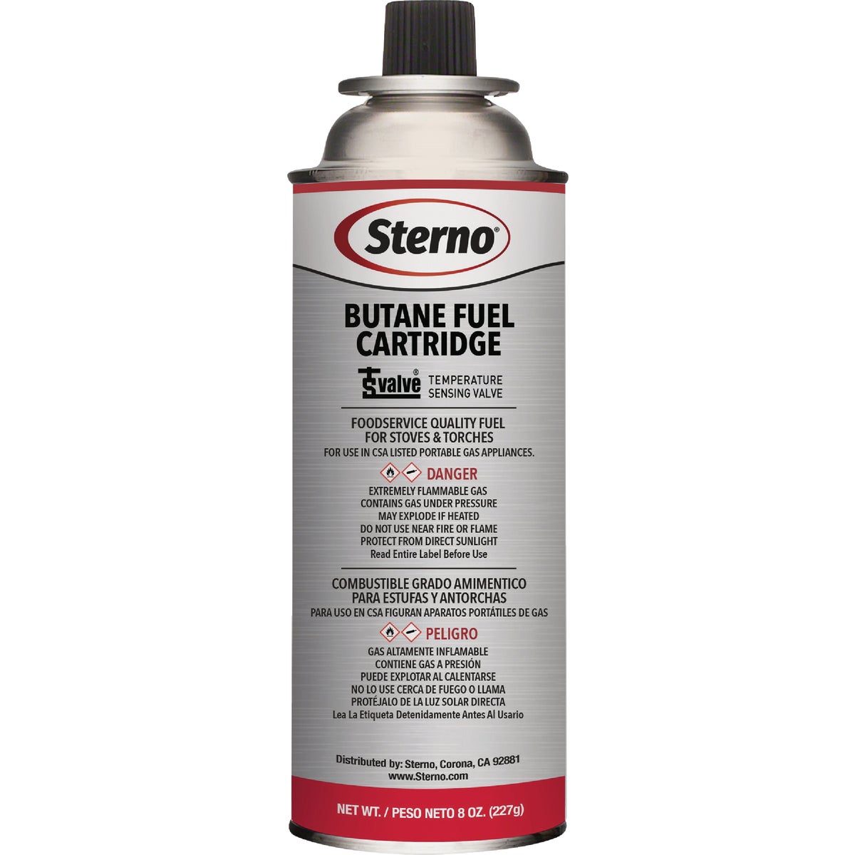 Sterno 8 Oz. Butane Fuel Cartridge with TSV Safety Valve