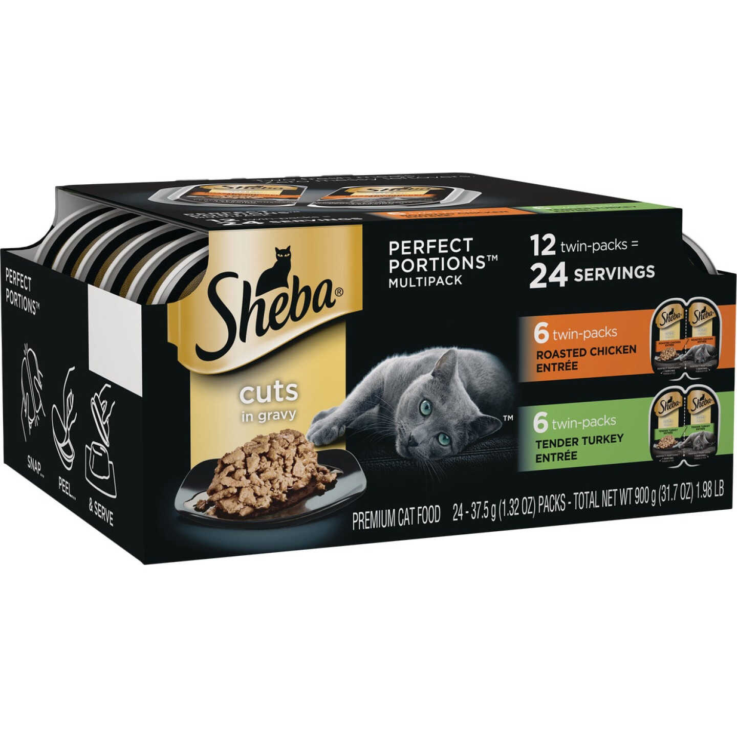 Sheba Perfect Portions Cuts in Gravy Roasted Chicken/Tender Turkey Adult Wet Cat Food (12-Pack) Image 1