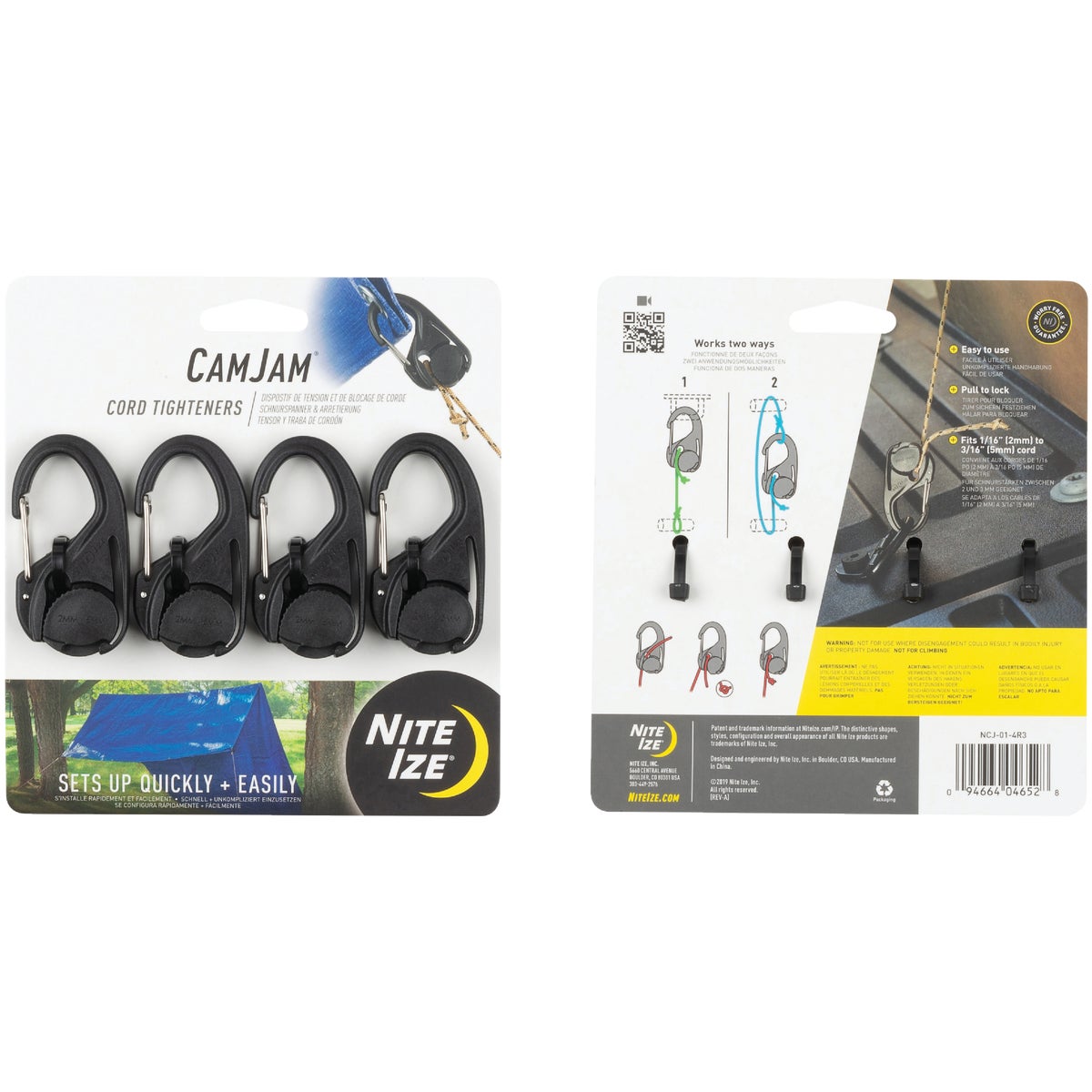 Nite Ize CamJam Plastic with Stainless Steel Gate Rope Tightener (4-Pack) Image 3