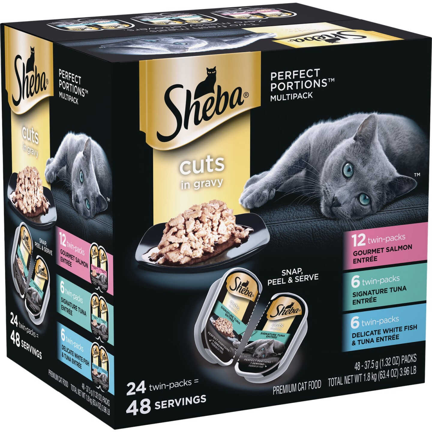 Sheba Perfect Portions Cuts in Gravy Gourmet Salmon/Signature Tuna/Whitefish Adult Wet Cat Food (24-Pack) Image 1