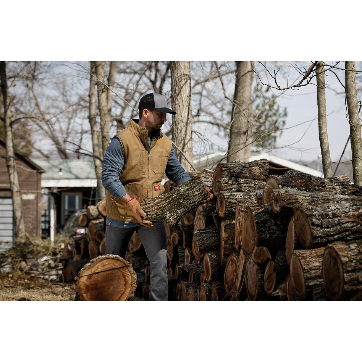 Milwaukee GRIDIRON Men's XL Brown Sherpa-Lined Vest Image 2