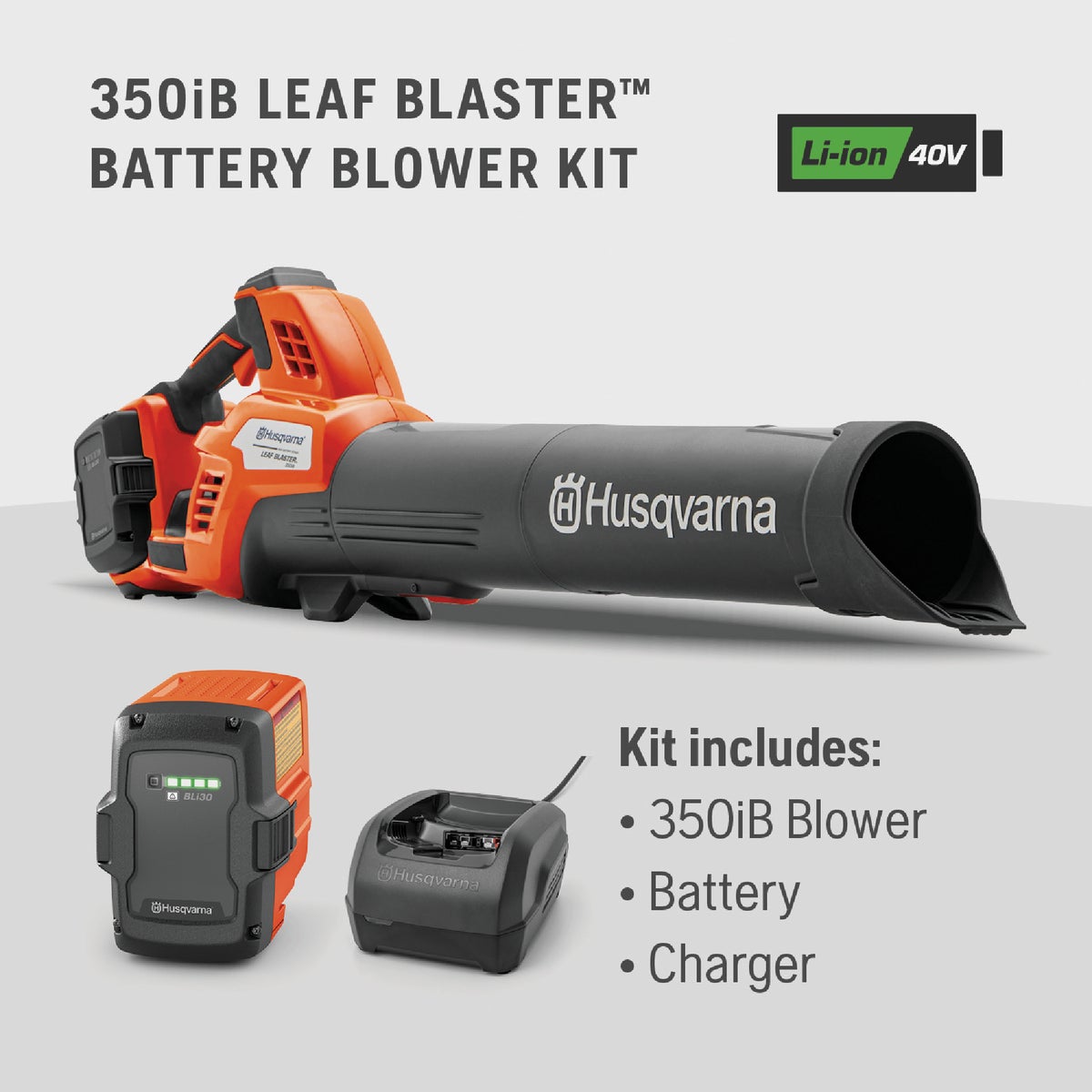 Husqvarna 350iB Leaf Blaster Battery Blower Kit Image 2