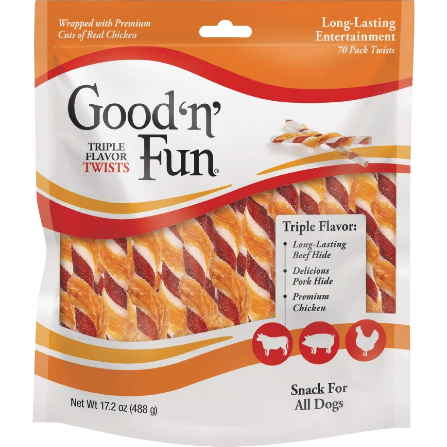 Good 'N' Fun Triple Flavor Twists Dog Snack (70-Pack) Image 1