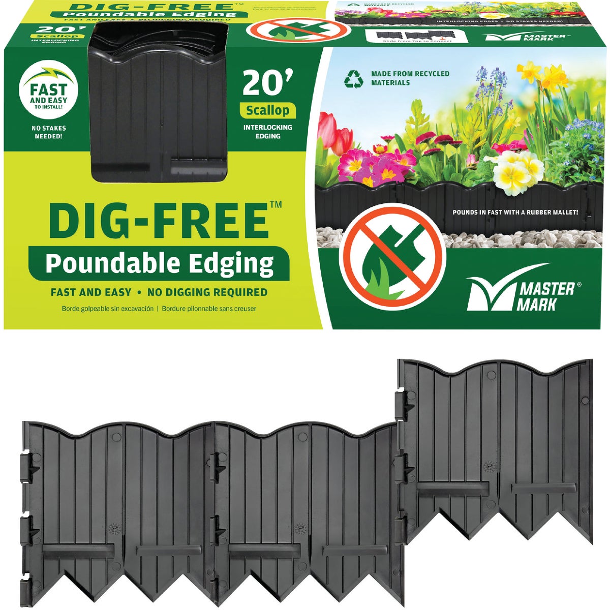 Master Mark Dig-Free 6 In. H. x 20 Ft. L. Black Poundable Lawn Edging