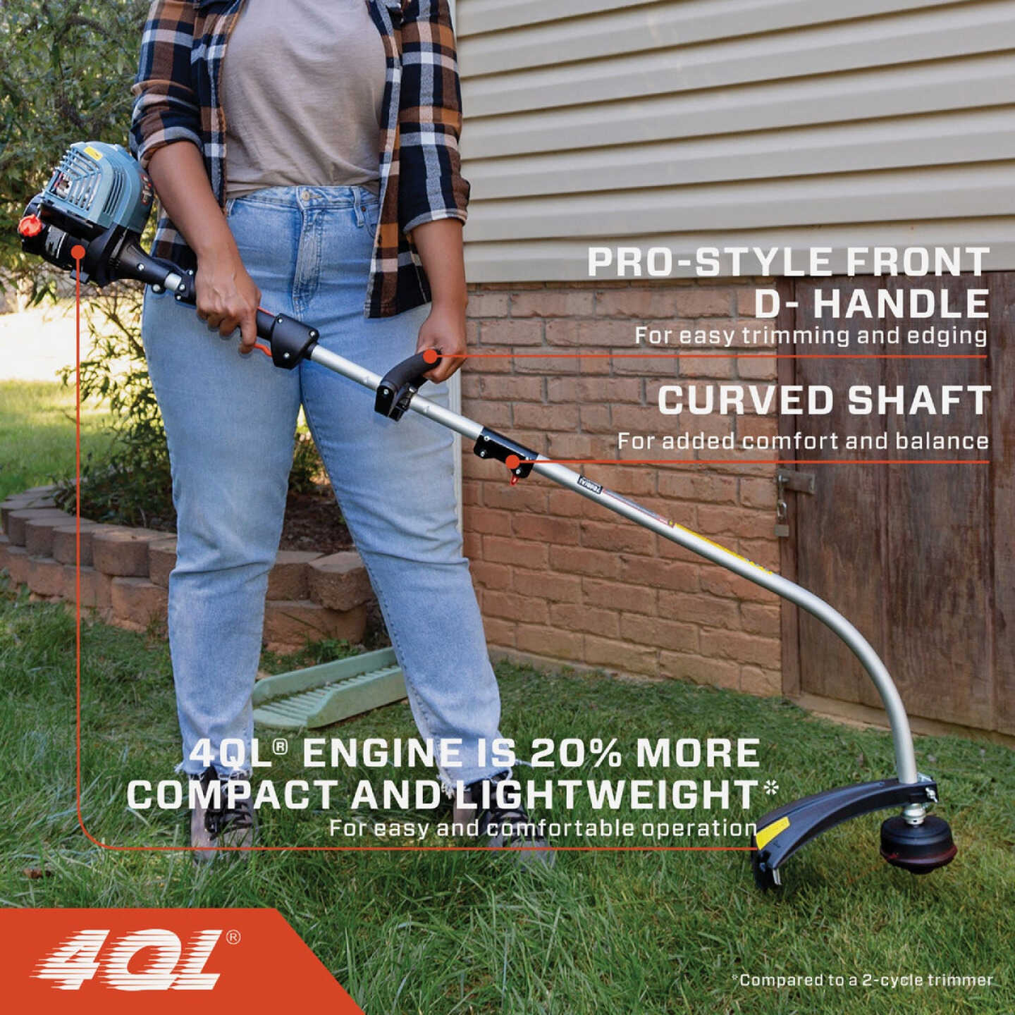Senix 4QL 26.5cc 4-Cycle 17 In. Curved Shaft Gas Powered String Trimmer Image 3