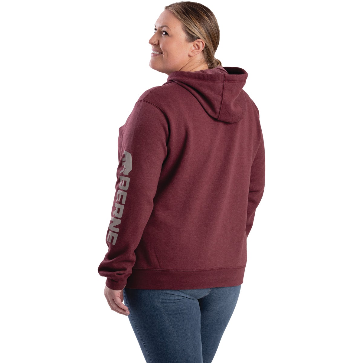 Berne XL Cabernet Women's Signature Sleeve Pullover Hooded Sweatshirt Image 3