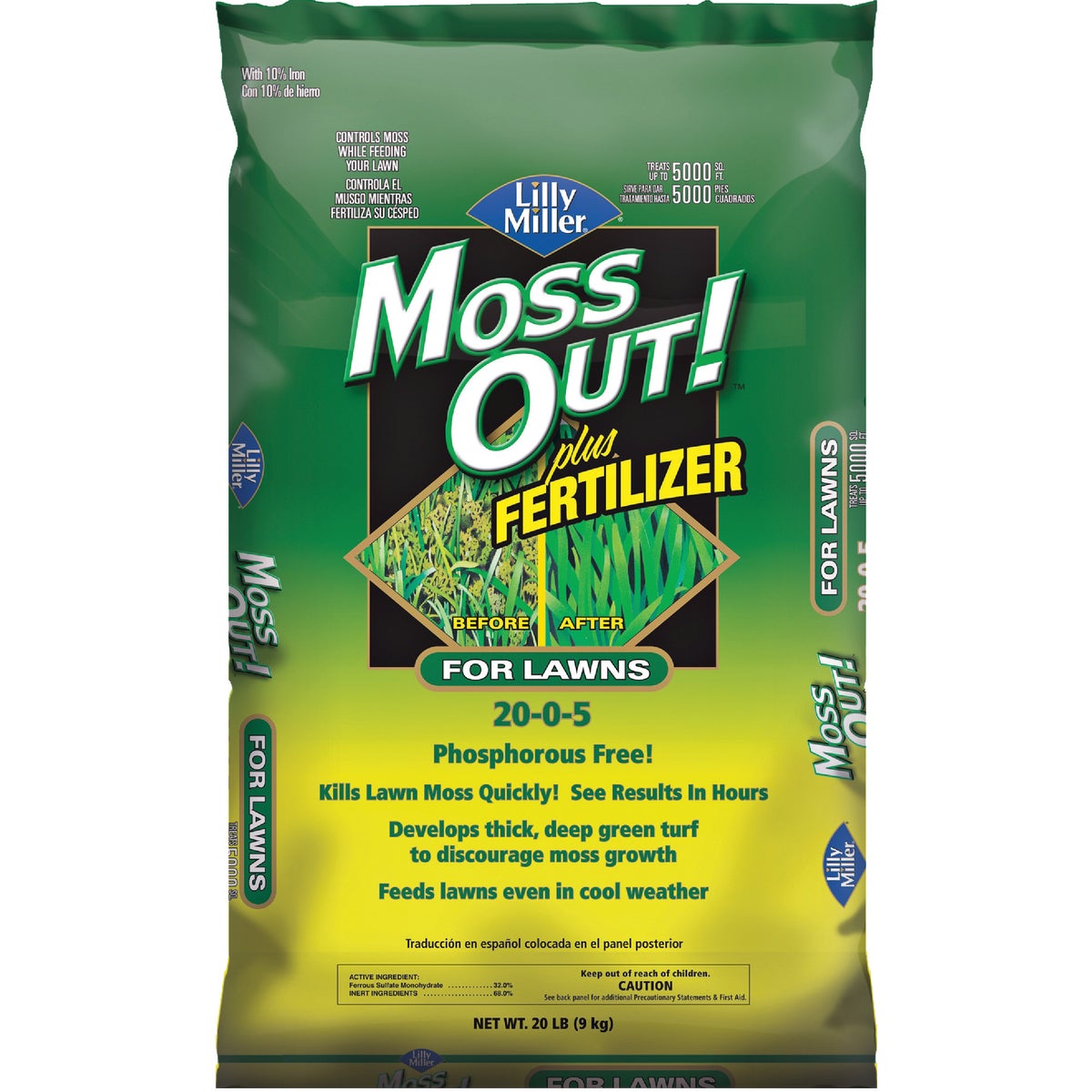 Lilly Miller Moss Out 20 Lb. 20-0-5 Moss Control Plus Fertilizer
