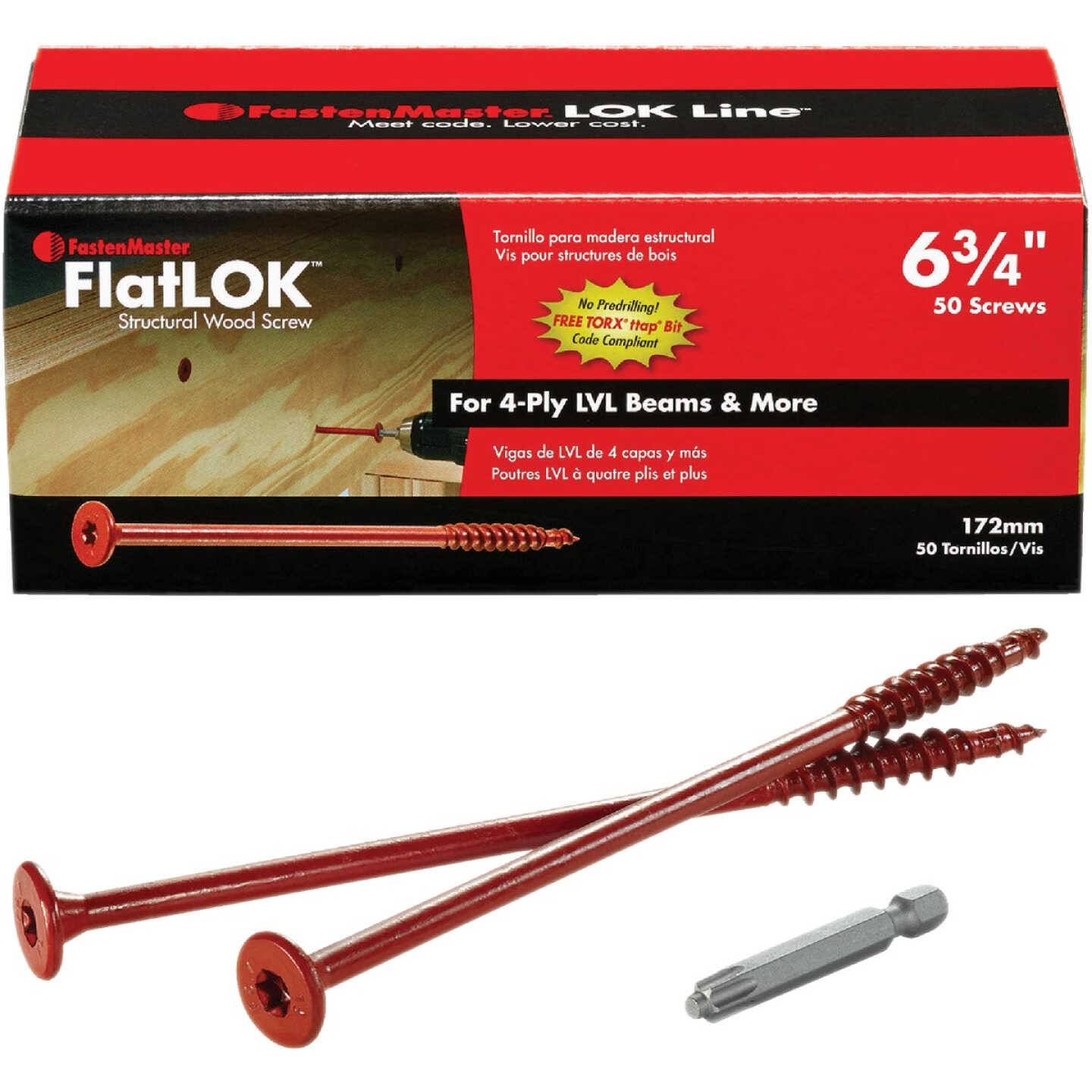 FastenMaster FlatLok 6-3/4 In. Engineered Structural Wood Screw (50 Ct.) Image 3