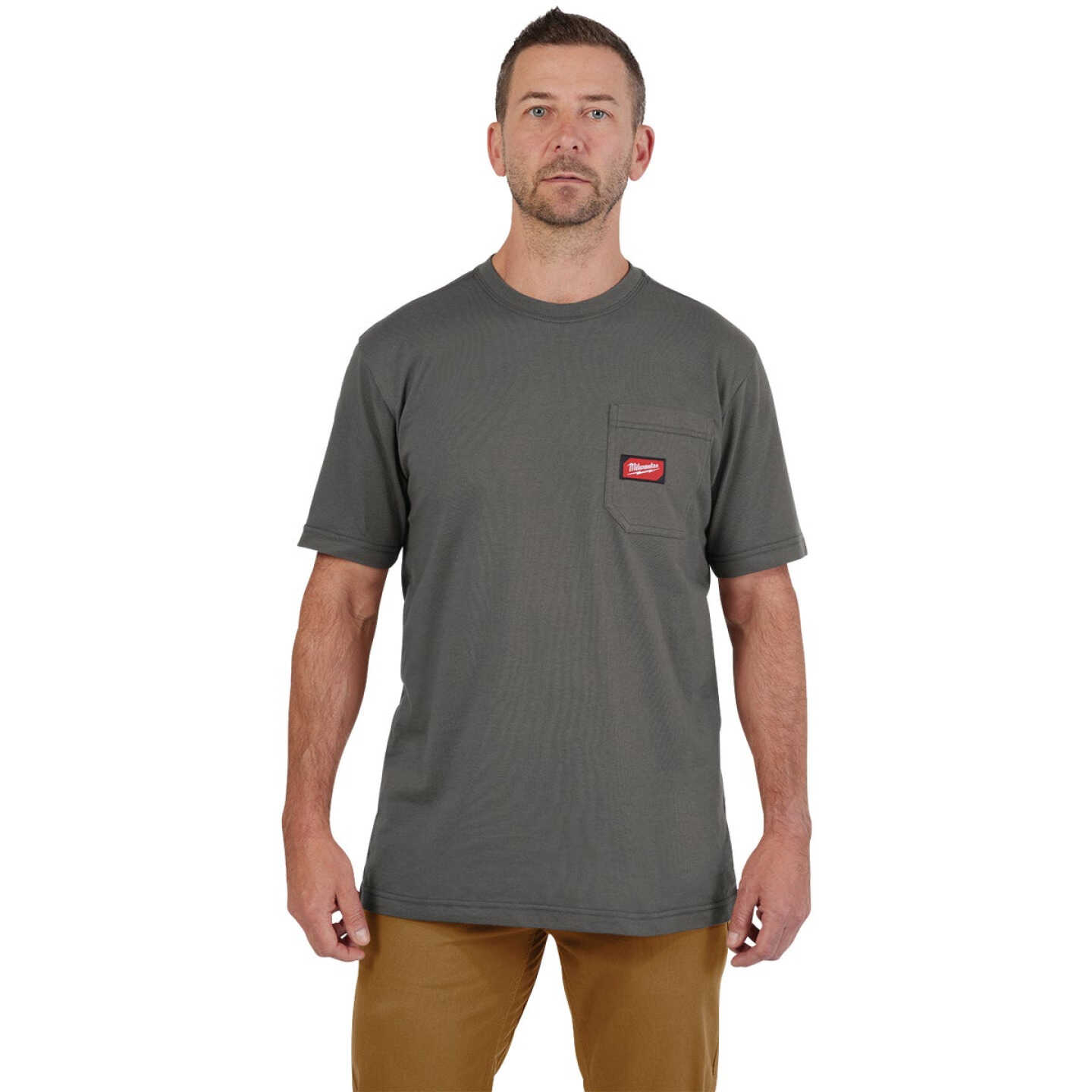 Milwaukee GridIron XL Gray Short Sleeve Heavy-Duty Pocket T-Shirt Image 3