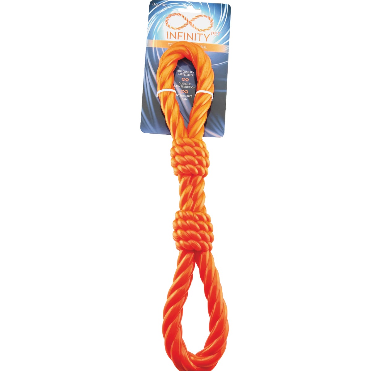 Boss Pet Infinity TPR Double Fist Tug Orange Dog Toy Image 2
