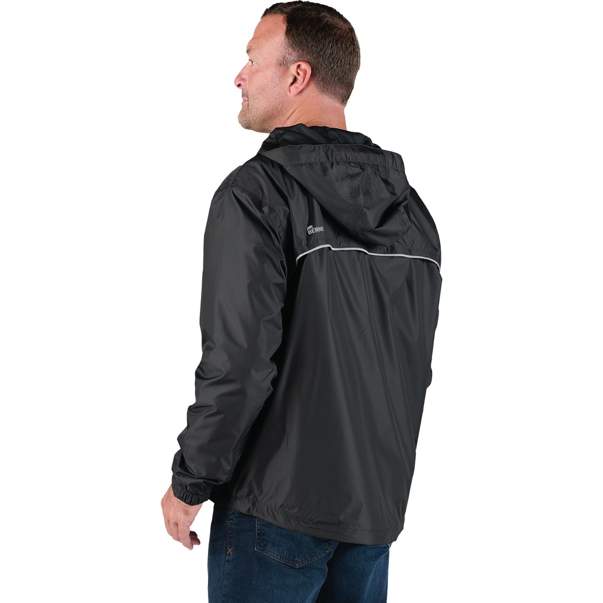 Berne Coastline Men's 2XL Black Lightweight Hooded Rain Jacket Image 2