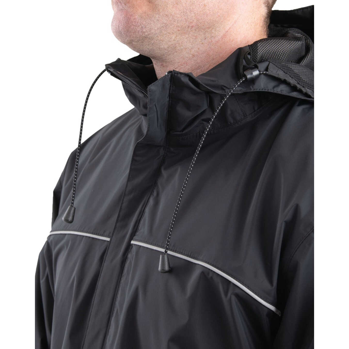 Berne Coastline Men's 2XL Black Lightweight Hooded Rain Jacket Image 5